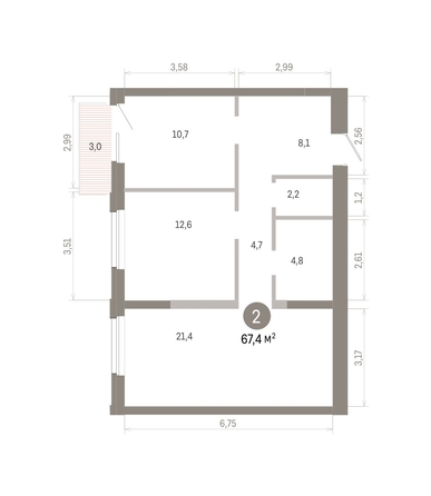 
  Продается 2-комн. квартира 67.44 м², в ЖК Город на озере. Фото 1.