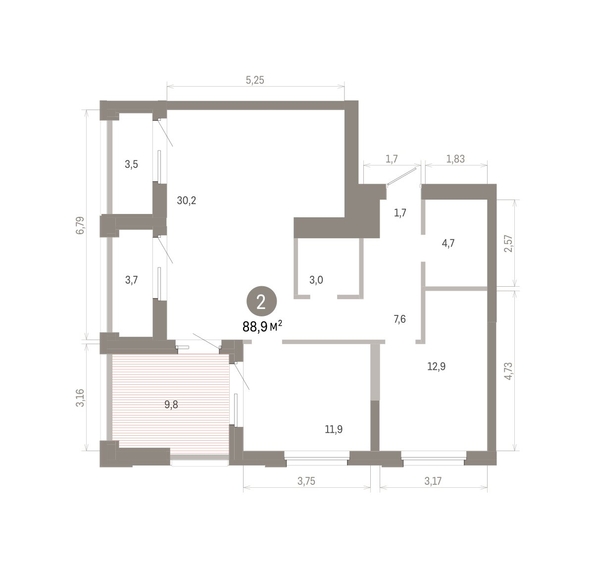
  Продается 2-комн. квартира 88.9 м², в ЖК Город на озере. Фото 1.