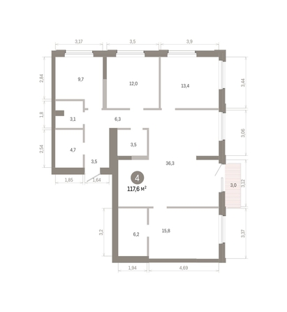 
  Продается 4-комн. квартира 117.6 м², в ЖК Город на озере. Фото 1.