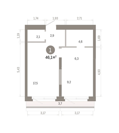 
  Продается 1-комн. квартира 46.1 м², в ЖК Город на озере. Фото 1.