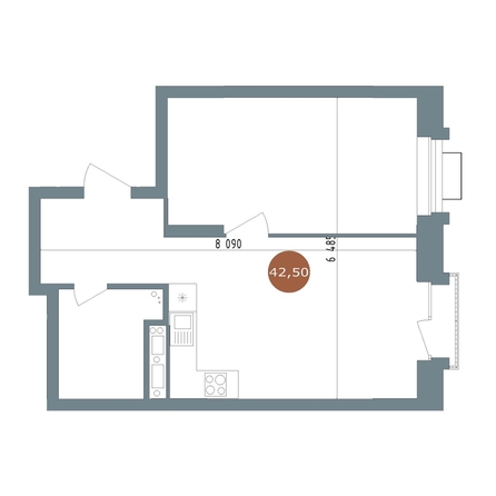 
  Продается 1-комн. квартира 42.8 м², в ЖК 19/56 Кварталы Телецентра, сек 2. Фото 2.