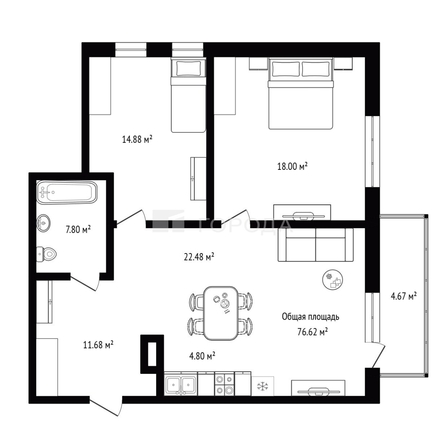 
  Продается 3-комн. квартира 76.62 м², в ЖК Флора и Фауна, дом 12а. Фото 15.