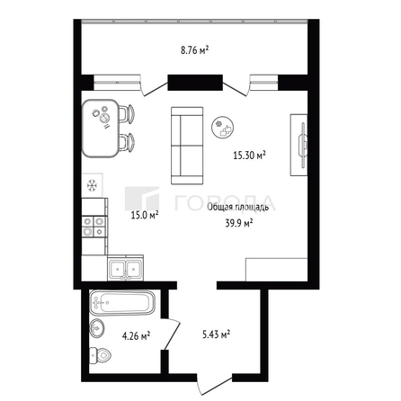
  Сдается 1-комн. квартира 39.9 м². Фото 10.