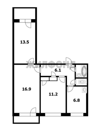 
  Продается 3-комн. квартира 61.8 м². Фото 1.