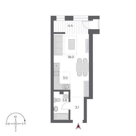 
  Продается студия 32.3 м², в ЖК ОСКАР, дом 2. Фото 1.