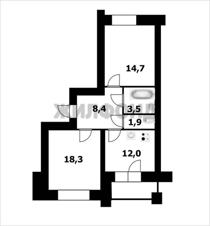 
  Продается 2-комн. квартира 58.6 м². Фото 1.