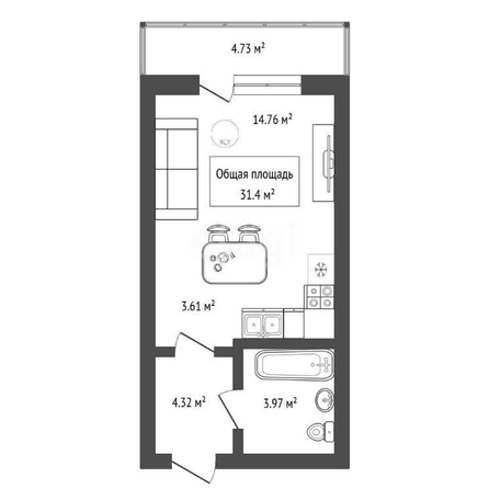
  Продается студия 31 м². Фото 20.