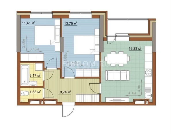 
  Продается 3-комн. квартира 57.9 м², в ЖК Островский. Фото 5.