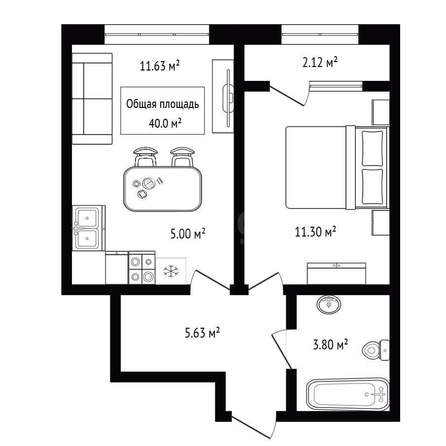 
  Продается 2-комн. квартира 40 м². Фото 5.