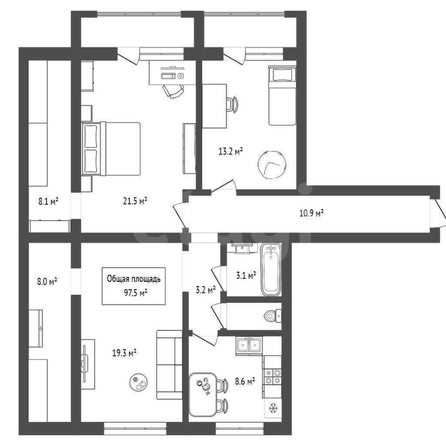 
  Продается 3-комн. квартира 97.5 м². Фото 24.