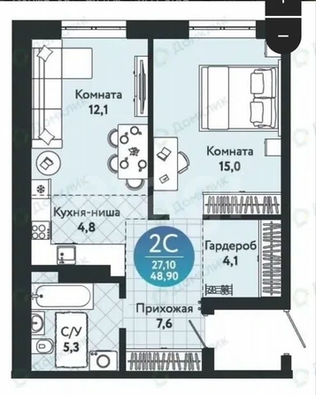 
  Продается студия 48.9 м², в ЖК Семейный квартал, дом 1. Фото 4.