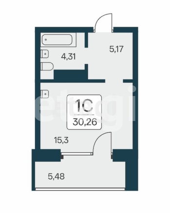 
  Продается студия 30.26 м², в ЖК Сакура парк, дом 1. Фото 5.