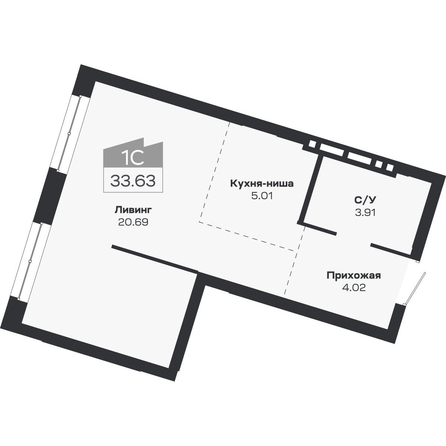 
  Продается 1-комн. квартира 33.63 м², в ЖК Базилик, дом 2. Фото 1.