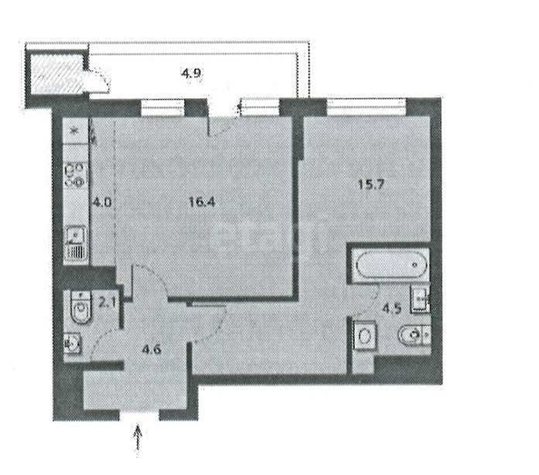 
  Продается 1-комн. квартира 49.7 м², в ЖК Беринг, дом 1. Фото 3.