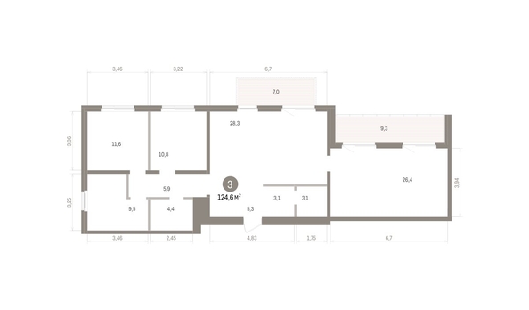 
  Продается 3-комн. квартира 124.61 м², в ЖК Пшеница, дом 5.2. Фото 1.