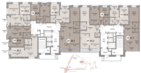 
  Продается 2-комн. квартира 67.7 м², в ЖК Тайм Сквер. Фото 19.