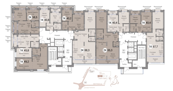 
  Продается 2-комн. квартира 67.7 м², в ЖК Тайм Сквер. Фото 37.