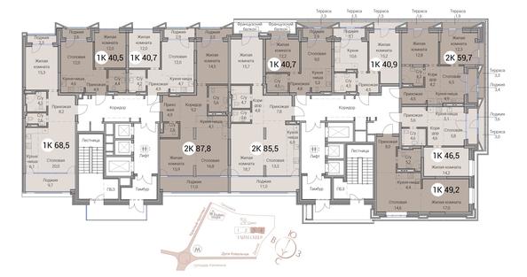 
  Продается 2-комн. квартира 68.5 м², в ЖК Тайм Сквер. Фото 19.
