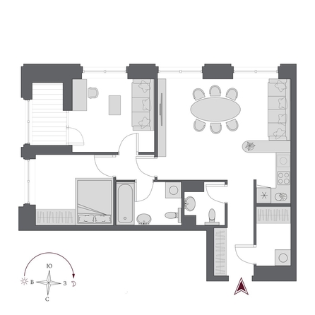
  Продается 3-комн. квартира 70.5 м², в  Дом Нобель. Фото 1.