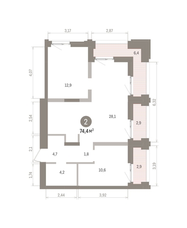 
  Продается 2-комн. квартира 74.44 м², в ЖК Европейский берег, дом 32. Фото 1.