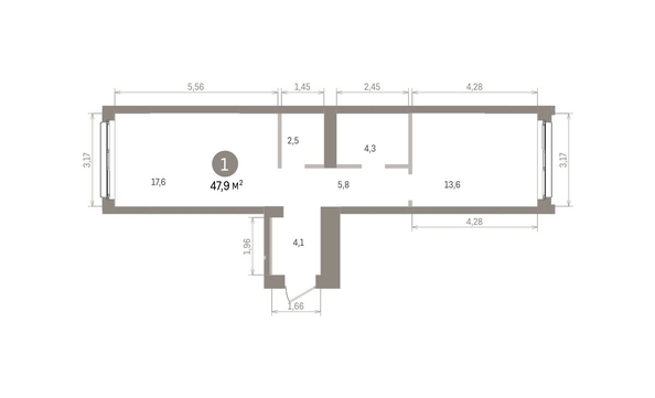 
  Продается 1-комн. квартира 47.86 м², в ЖК Европейский берег, дом 32. Фото 1.