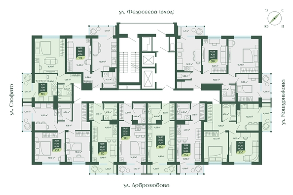 
  Продается 2-комн. квартира 58.59 м², в ЖК Мичурин. Фото 1.