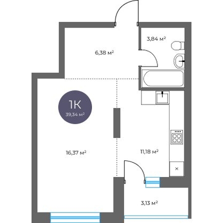 
  Продается 1-комн. квартира 39.34 м², в  Квартал на Российской, дом 2. Фото 1.