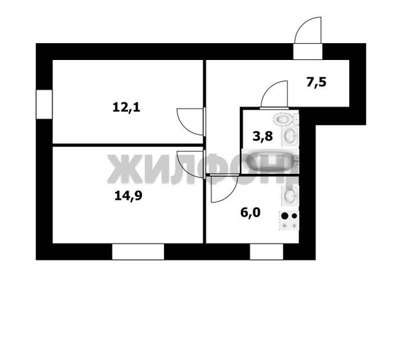 
  Продается 2-комн. квартира 44.3 м². Фото 12.