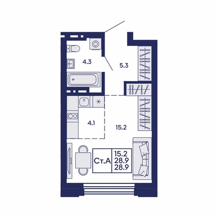 
  Продается студия 28.9 м², в ЖК Сила леса, корп 1. Фото 1.