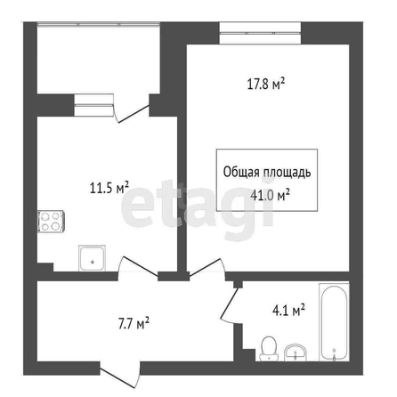 
  Продается 1-комн. квартира 41.1 м². Фото 6.