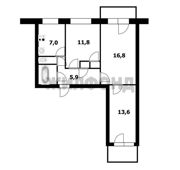 
  Продается 3-комн. квартира 61 м². Фото 14.