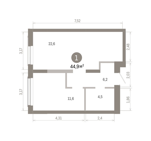 
  Продается 1-комн. квартира 44.85 м², в ЖК Европейский берег, дом 46. Фото 1.