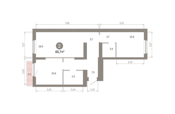 
  Продается 2-комн. квартира 65.65 м², в ЖК Пшеница, 6.1. Фото 1.