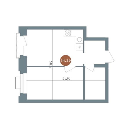 
  Продается 1-комн. квартира 34 м², в  19/56 Кварталы Телецентра, 2. Фото 1.
