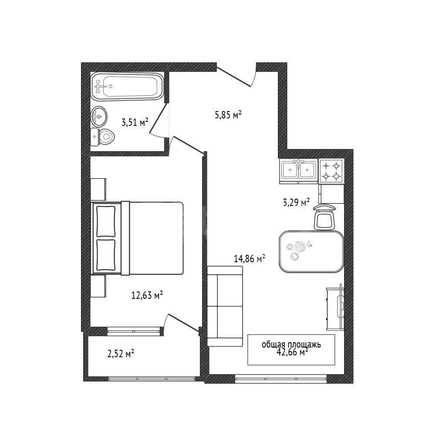 
  Продается 1-комн. квартира 42.66 м². Фото 4.