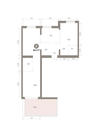 
  Продается 2-комн. квартира 94.72 м², в ЖК Лебедевский квартал, д 1. Фото 1.