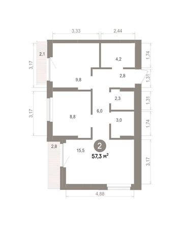 
  Продается 2-комн. квартира 57.25 м², в ЖК Лебедевский квартал, д 1. Фото 1.