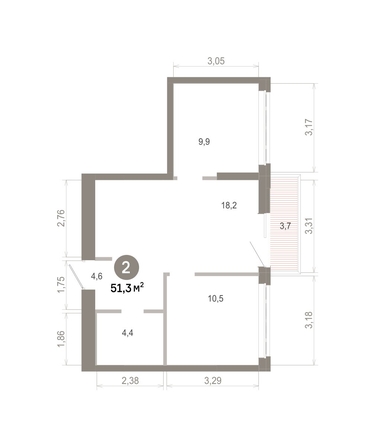 
  Продается 2-комн. квартира 51.27 м², в  Квартал Молодость, дом 1. Фото 1.