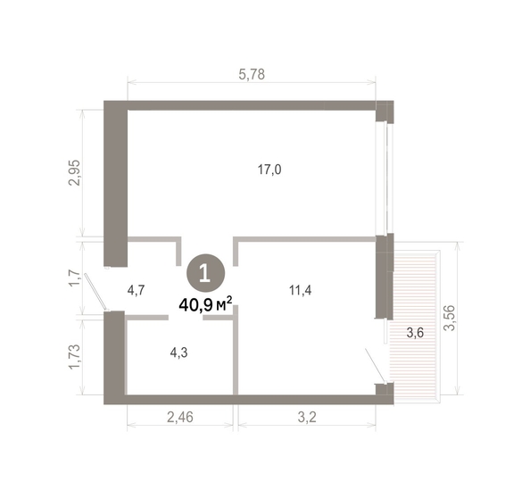 
  Продается 1-комн. квартира 40.91 м², в  Квартал Молодость, дом 1. Фото 1.