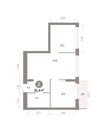 
  Продается 2-комн. квартира 51.42 м², в  Квартал Молодость, дом 1. Фото 1.