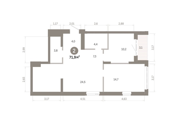 
  Продается 2-комн. квартира 71.89 м², в  Квартал Молодость, дом 1. Фото 1.