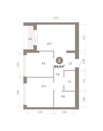 
  Продается 2-комн. квартира 54.39 м², в  Квартал Молодость, дом 1. Фото 1.