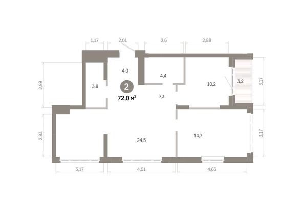 
  Продается 2-комн. квартира 71.95 м², в  Квартал Молодость, дом 1. Фото 1.