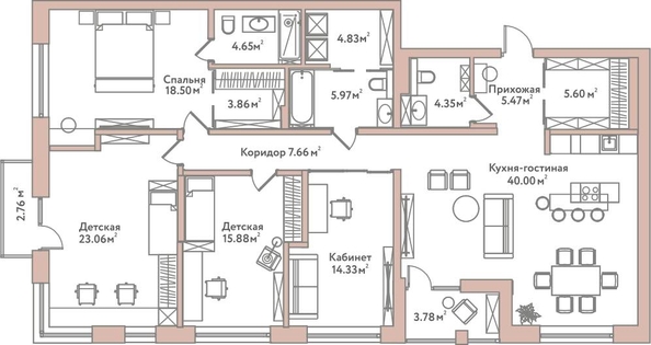 
  Продается 4-комн. квартира 154.16 м², в ЖК Флора и Фауна, 16а. Фото 4.