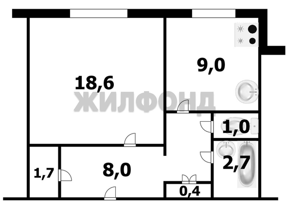
  Продается 1-комн. квартира 41.4 м². Фото 5.