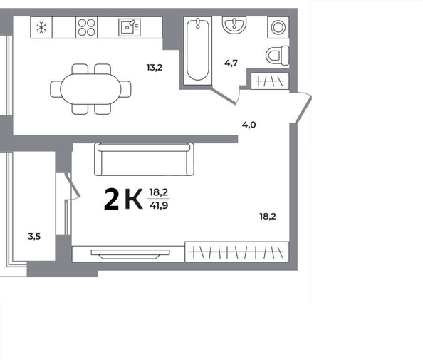 
  Продается 2-комн. квартира 41.1 м². Фото 2.