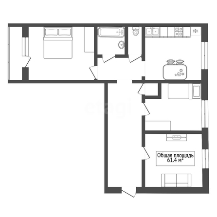 
  Продается 3-комн. квартира 61.4 м². Фото 13.