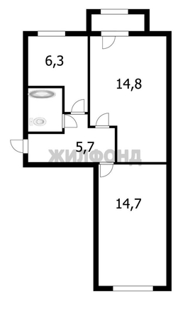 
  Продается 2-комн. квартира 44.3 м². Фото 6.