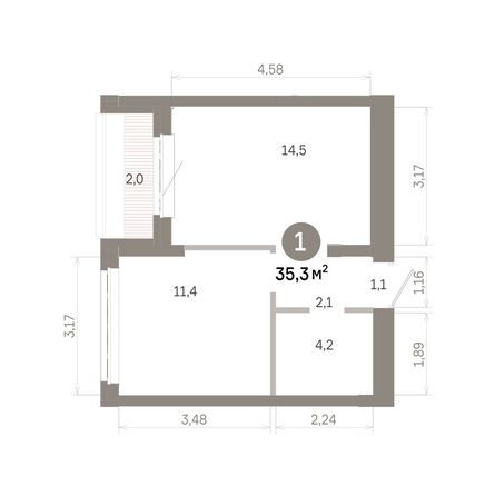 
  Продается 1-комн. квартира 35.33 м², в  Квартал Молодость, дом 1. Фото 1.