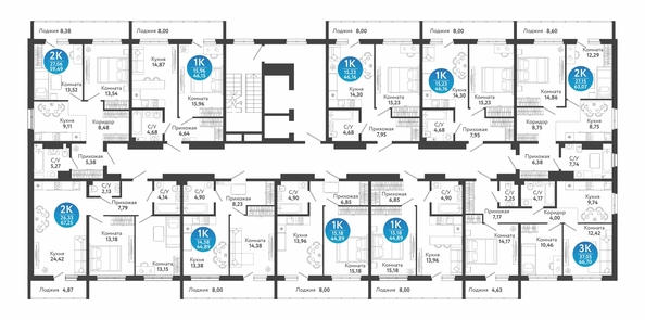 
  Продается 2-комн. квартира 67.25 м², в ЖК Семейный квартал, дом 4. Фото 1.